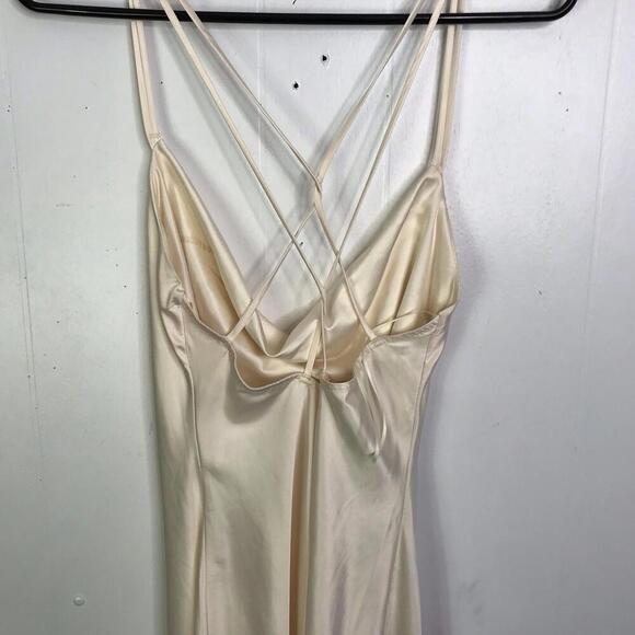 Windsor Dress Womens Large Silky Cowl Neck Strappy Back Cream Midi Slip Sultry - Picture 9 of 9
